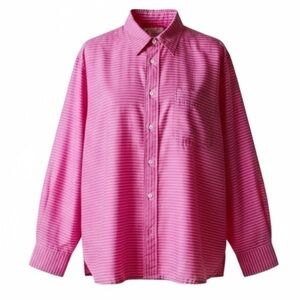 Vintage Haberdashers NY Shirt Button Front Pinstripe Barbie Pink XXL Switzerland